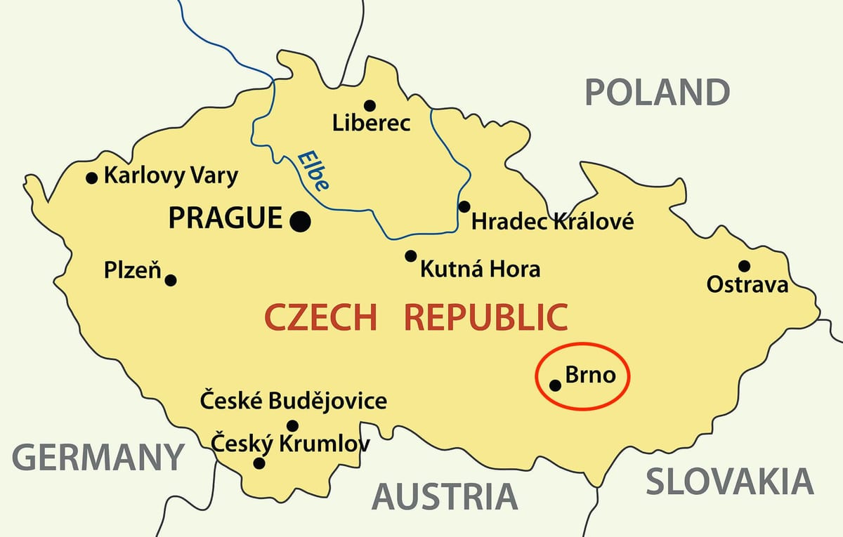Karte von Brünn, Tschechische Republik
