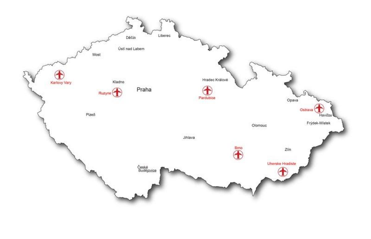 Tschechien Flughäfen Karte anzeigen