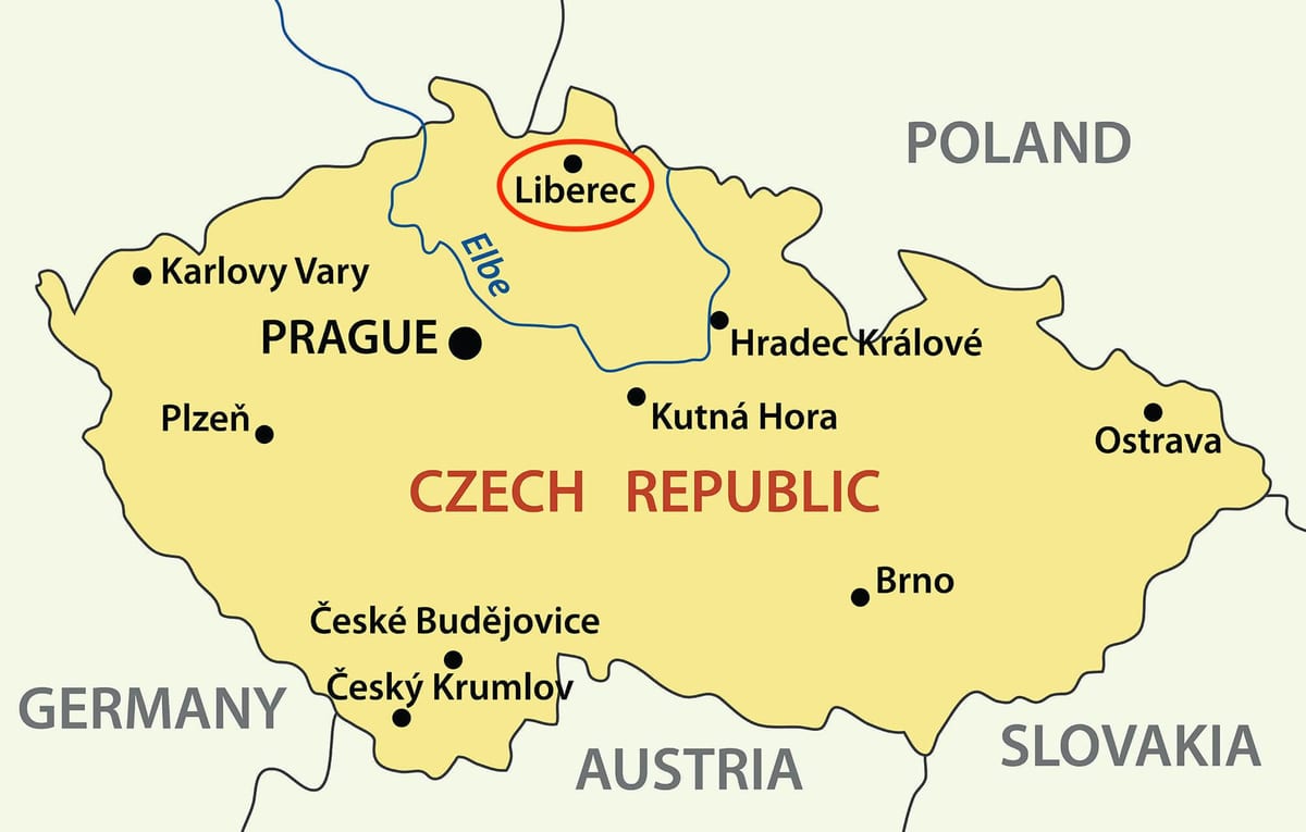 Karte von Liberec, Tschechische Republik