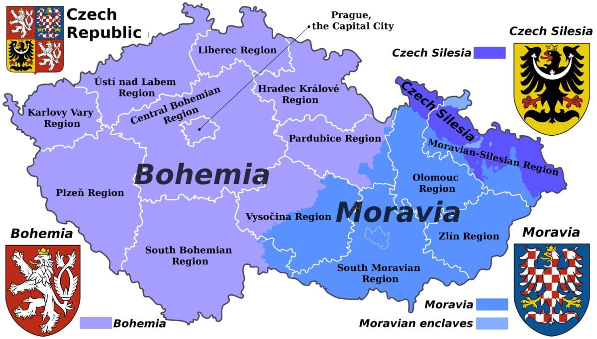 Karte von Mähren, Tschechische Republik