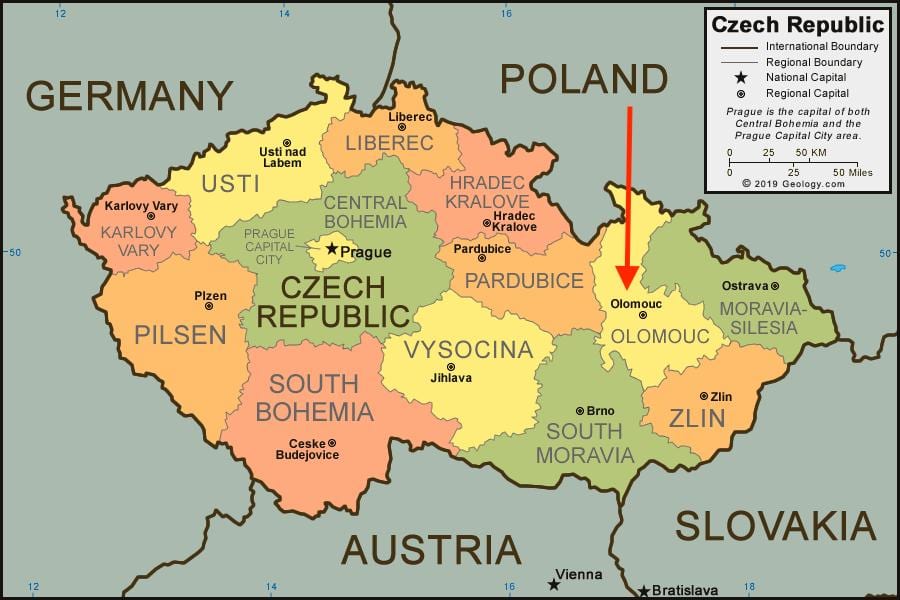 Karte von olomouc Tschechische Republik