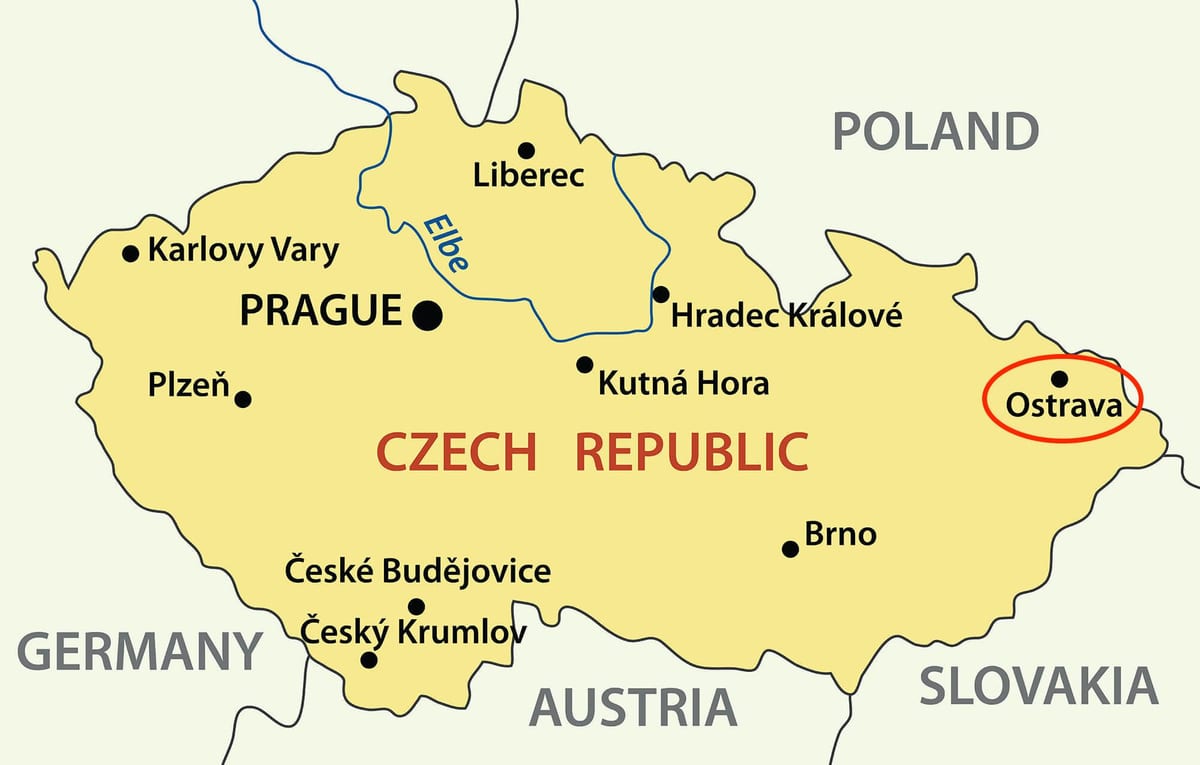 Karte von Ostrava Tschechische Republik