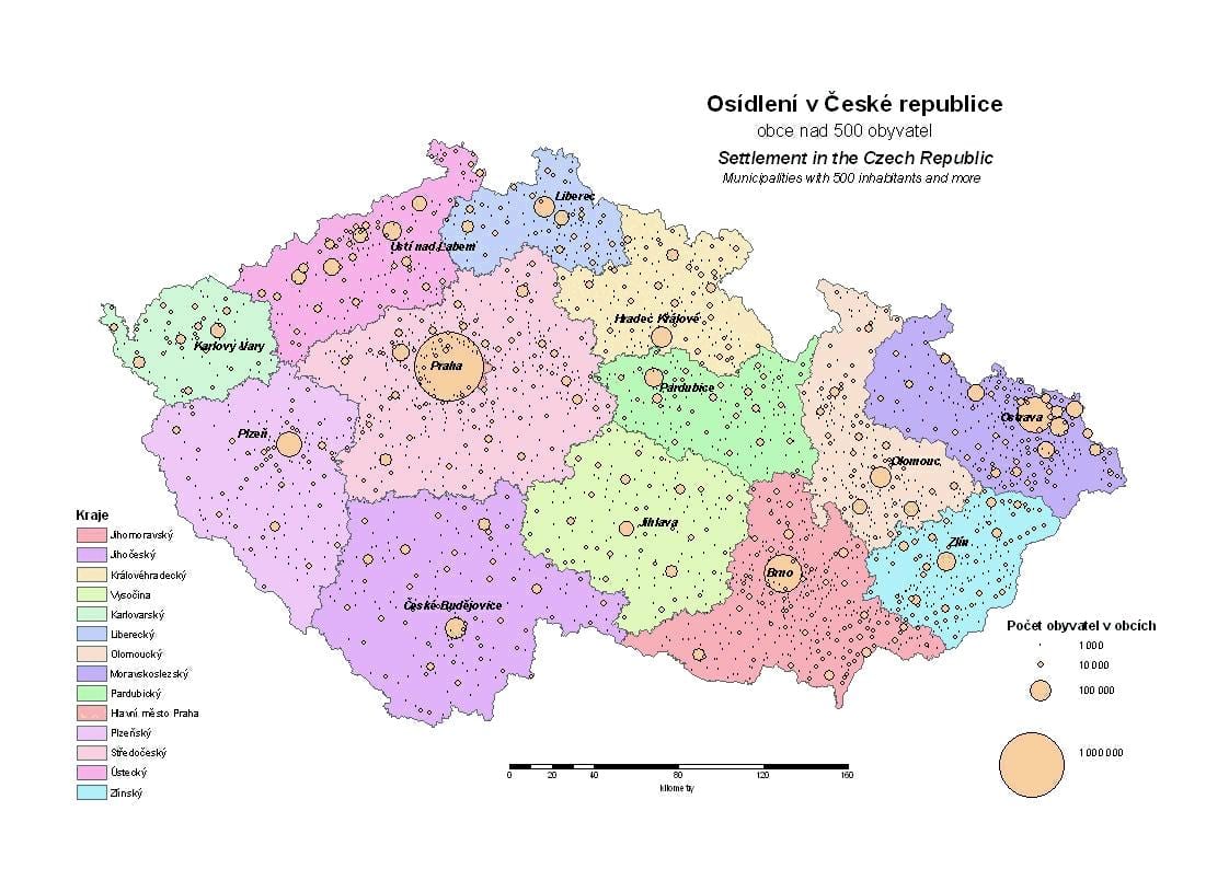 Tschechien Gemeinden Karte