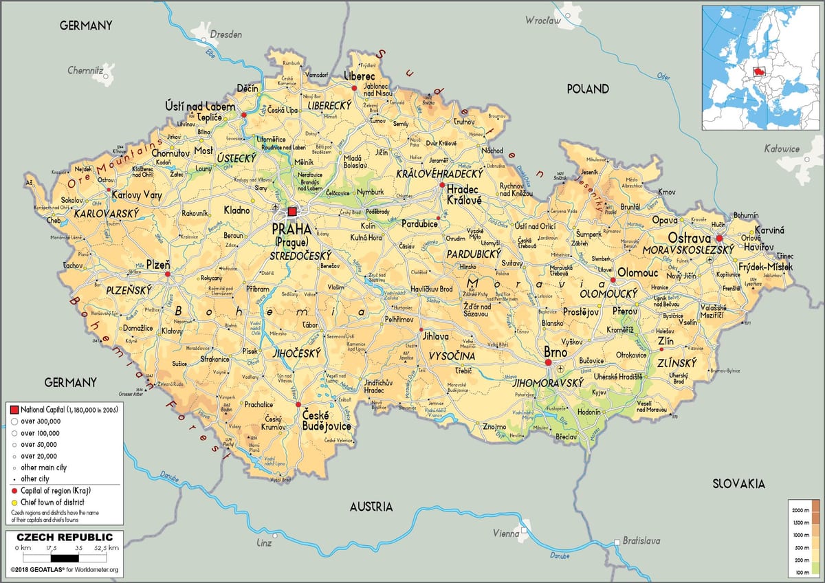 Karte der Tschechischen Republik