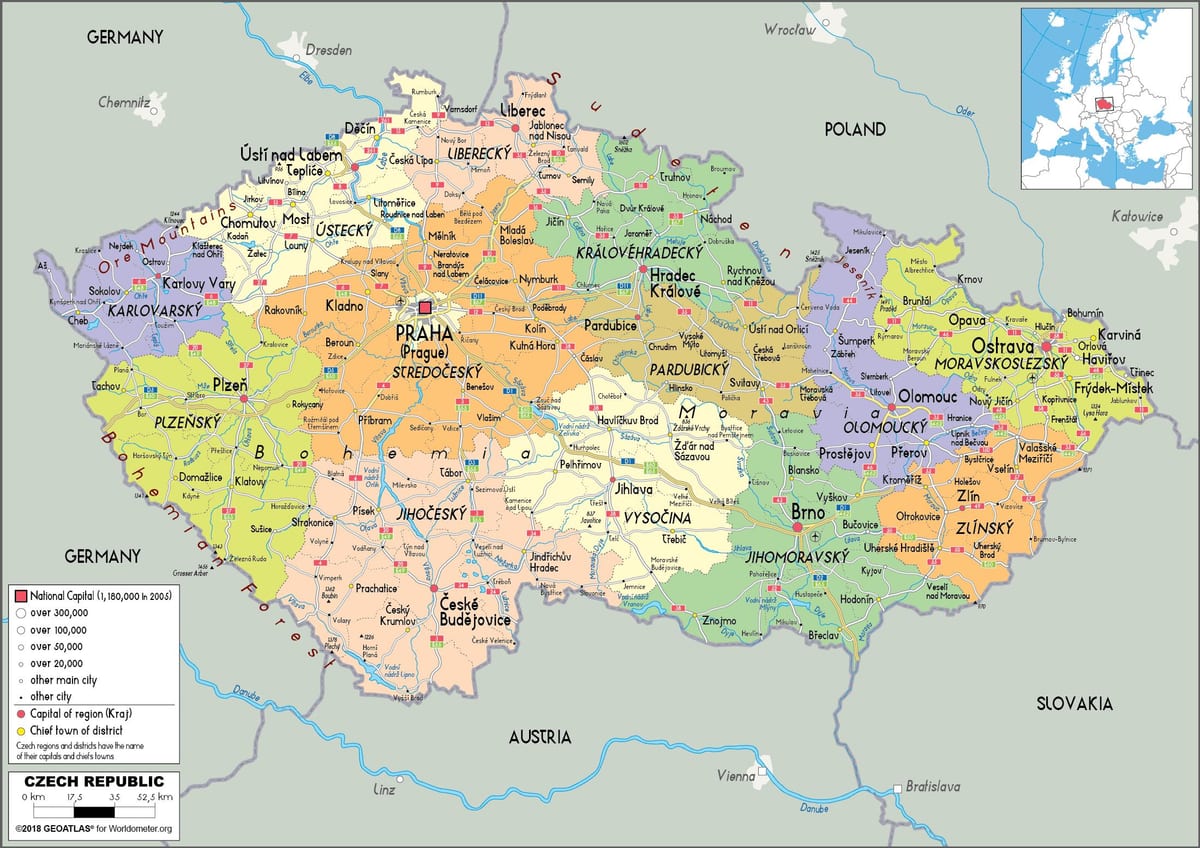 politische Karte der Tschechischen Republik