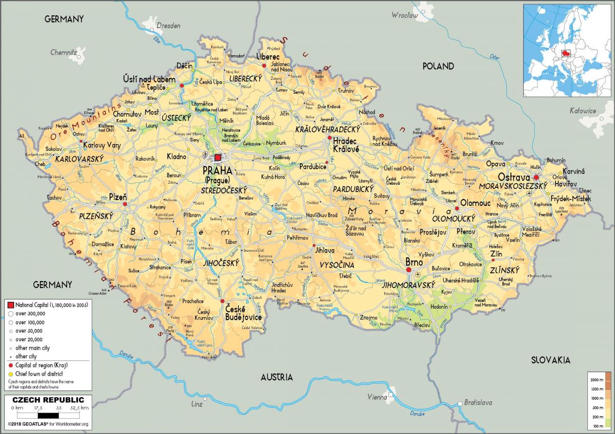 Karte von österreich und der Tschechischen Republik