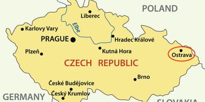 Karte von Ostrava Tschechische Republik