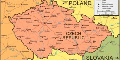 Karte der Tschechischen Republik und den umliegenden Ländern
